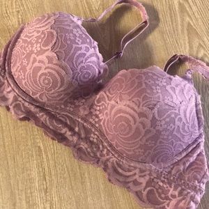 PINK Lace Bralette L Mauve/Blush